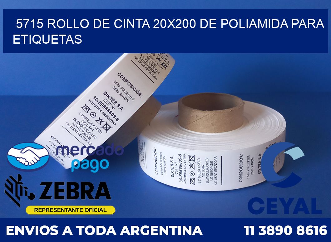 5715 ROLLO DE CINTA 20X200 DE POLIAMIDA PARA ETIQUETAS