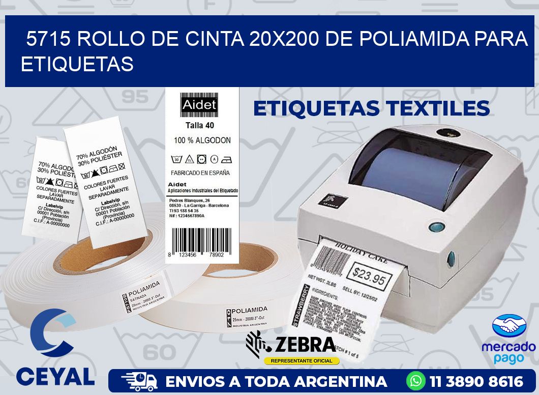 5715 ROLLO DE CINTA 20X200 DE POLIAMIDA PARA ETIQUETAS