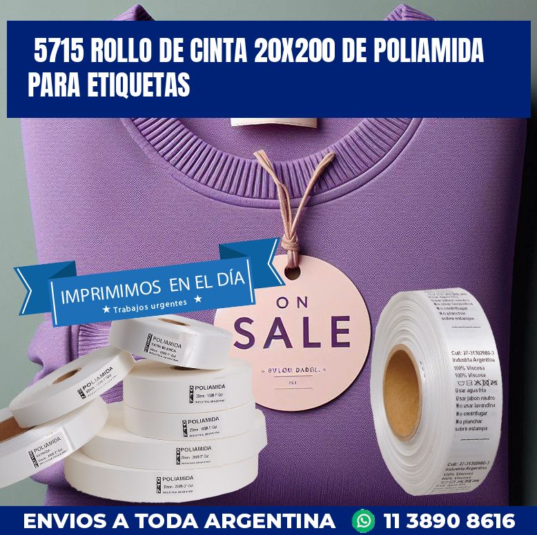 5715 ROLLO DE CINTA 20X200 DE POLIAMIDA PARA ETIQUETAS