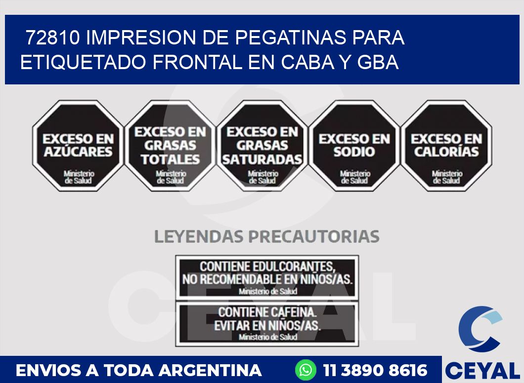 72810 IMPRESION DE PEGATINAS PARA ETIQUETADO FRONTAL EN CABA Y GBA