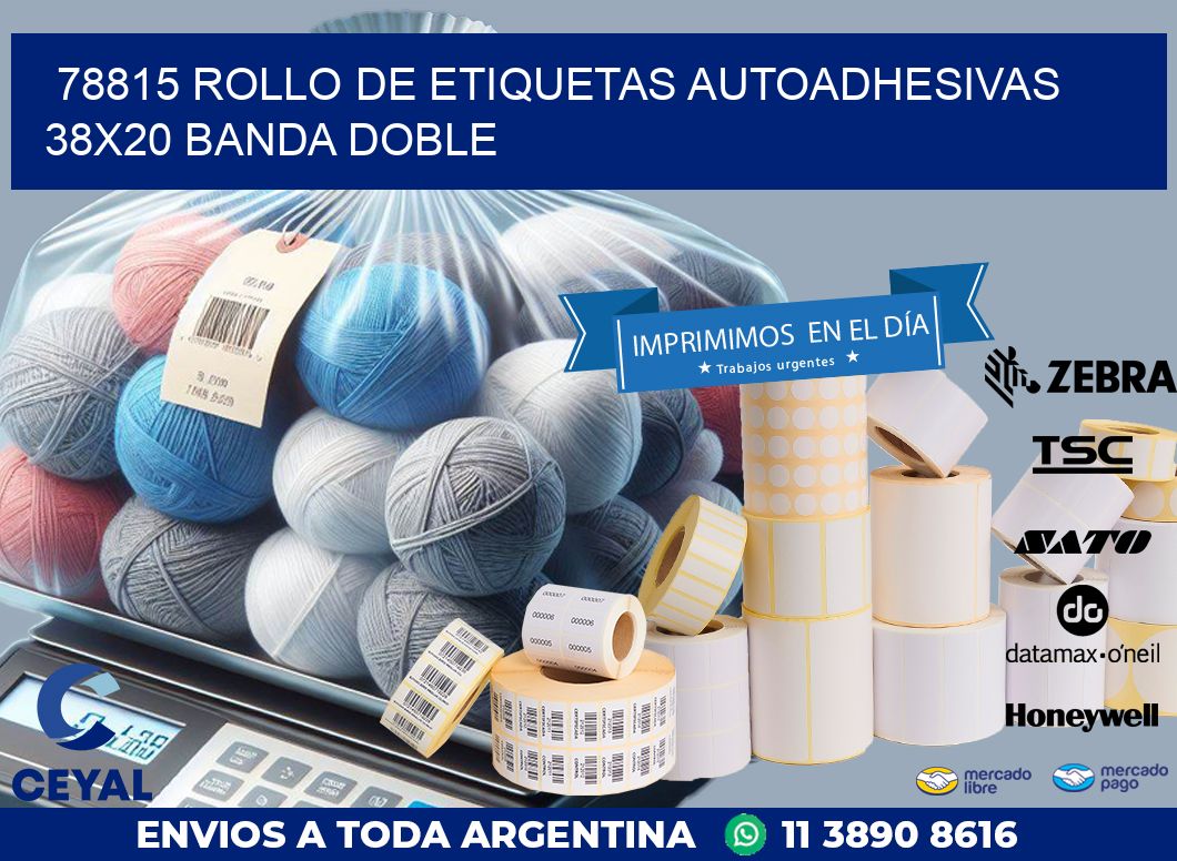 78815 ROLLO DE ETIQUETAS AUTOADHESIVAS 38X20 BANDA DOBLE