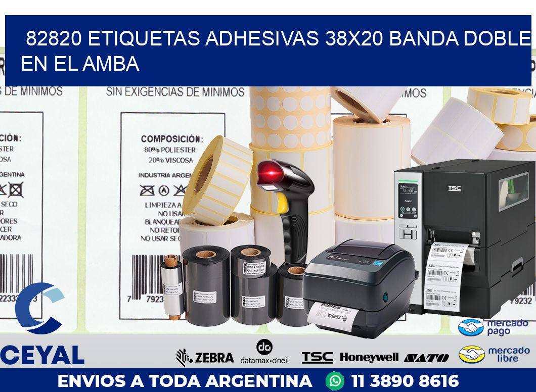 82820 ETIQUETAS ADHESIVAS 38X20 BANDA DOBLE EN EL AMBA