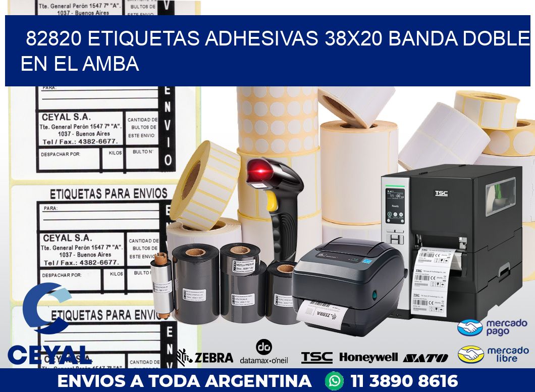 82820 ETIQUETAS ADHESIVAS 38X20 BANDA DOBLE EN EL AMBA