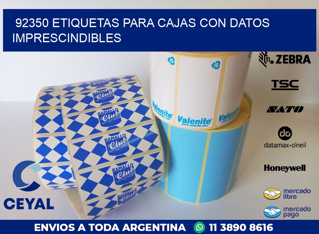 92350 ETIQUETAS PARA CAJAS CON DATOS IMPRESCINDIBLES