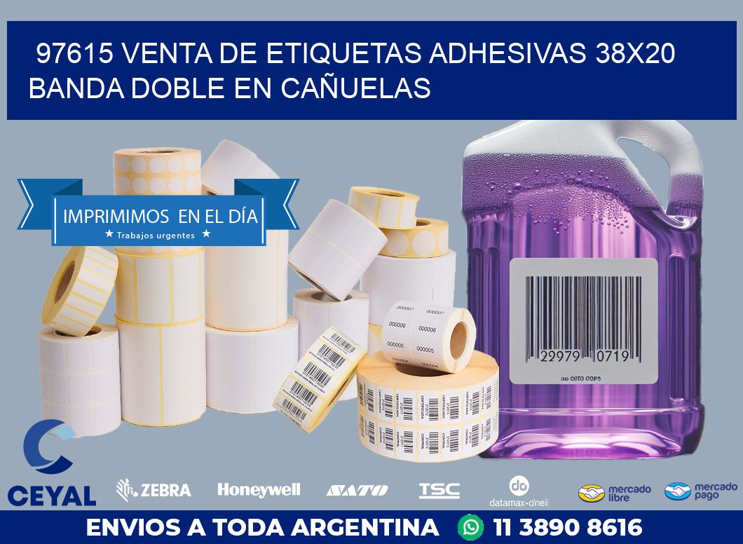 97615 VENTA DE ETIQUETAS ADHESIVAS 38X20 BANDA DOBLE EN CAÑUELAS