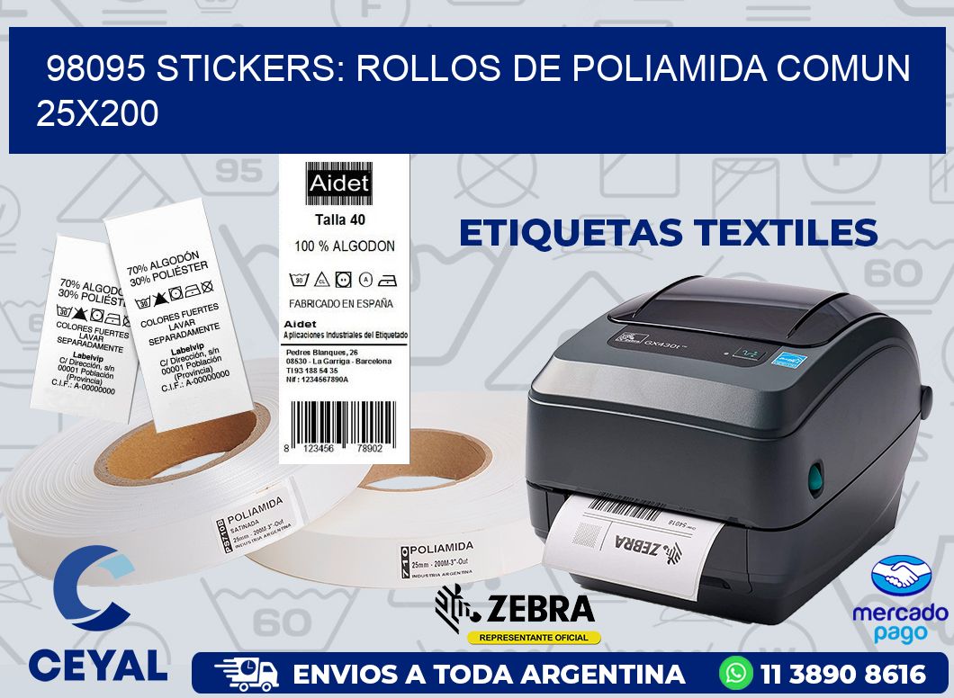 98095 STICKERS: ROLLOS DE POLIAMIDA COMUN 25X200