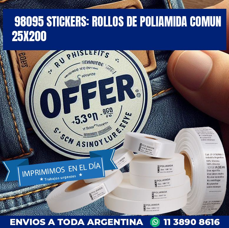 98095 STICKERS: ROLLOS DE POLIAMIDA COMUN 25X200