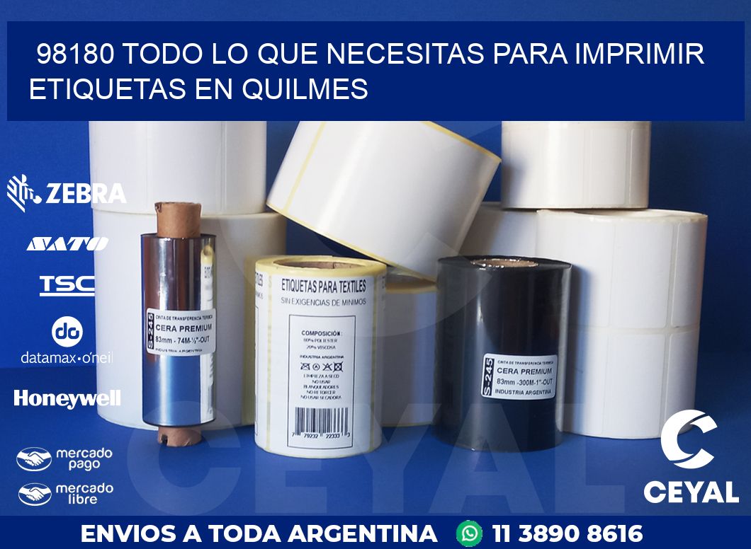 98180 TODO LO QUE NECESITAS PARA IMPRIMIR ETIQUETAS EN QUILMES