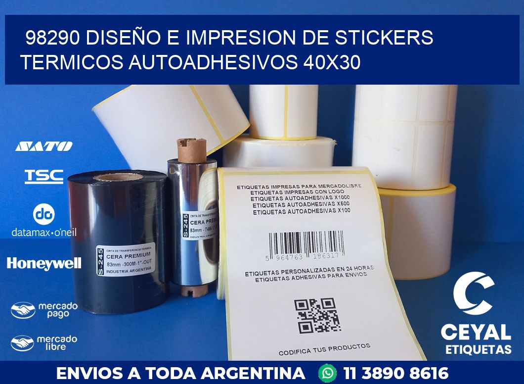 98290 DISEÑO E IMPRESION DE STICKERS TERMICOS AUTOADHESIVOS 40X30