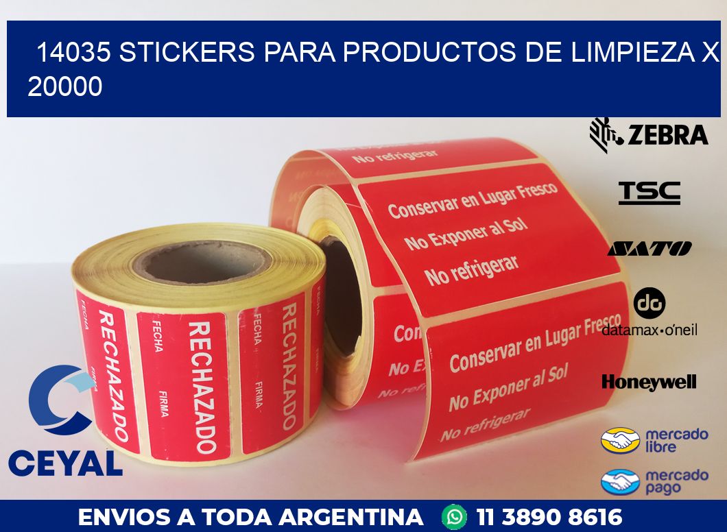 14035 STICKERS PARA PRODUCTOS DE LIMPIEZA X 20000