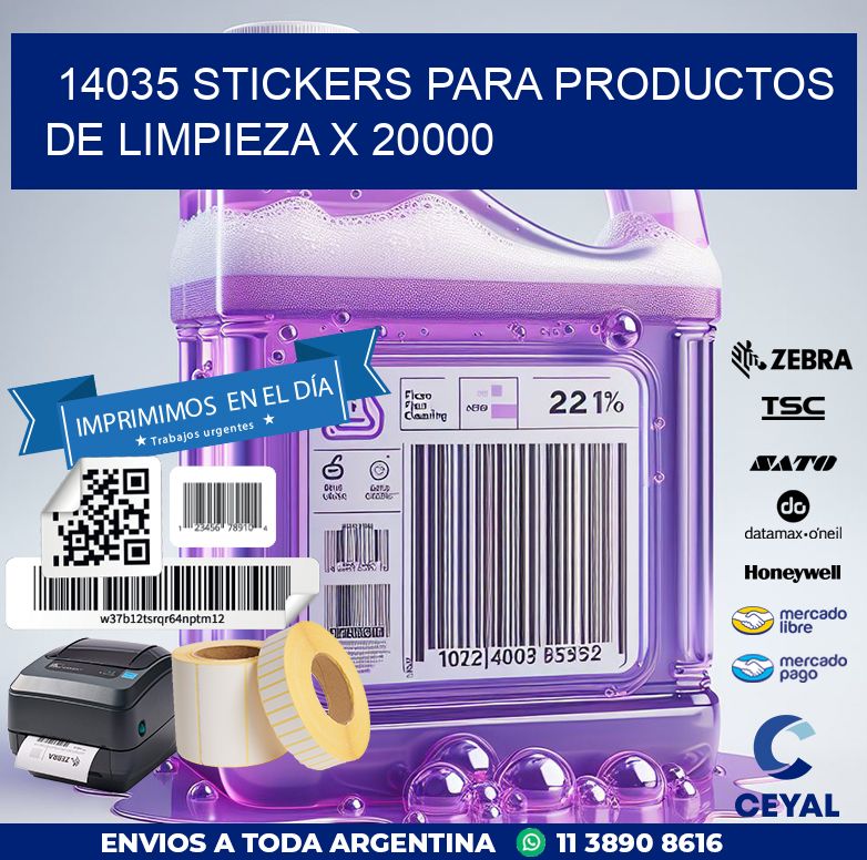 14035 STICKERS PARA PRODUCTOS DE LIMPIEZA X 20000