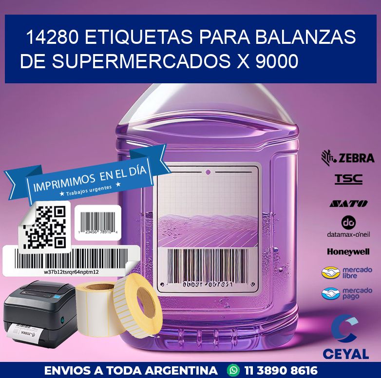 14280 ETIQUETAS PARA BALANZAS DE SUPERMERCADOS X 9000