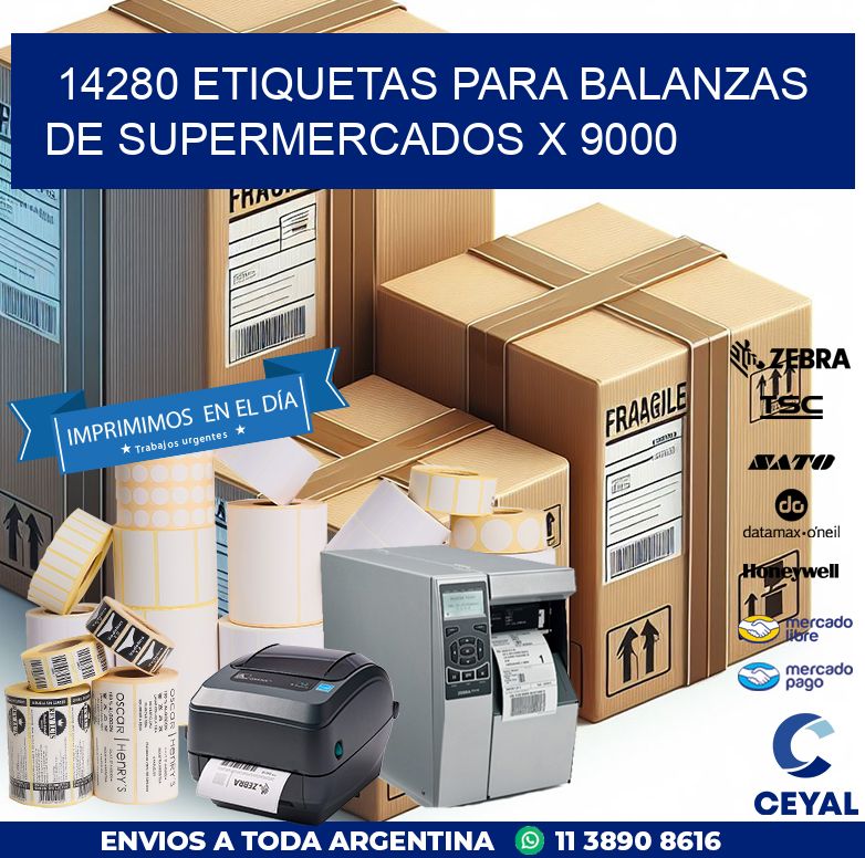 14280 ETIQUETAS PARA BALANZAS DE SUPERMERCADOS X 9000