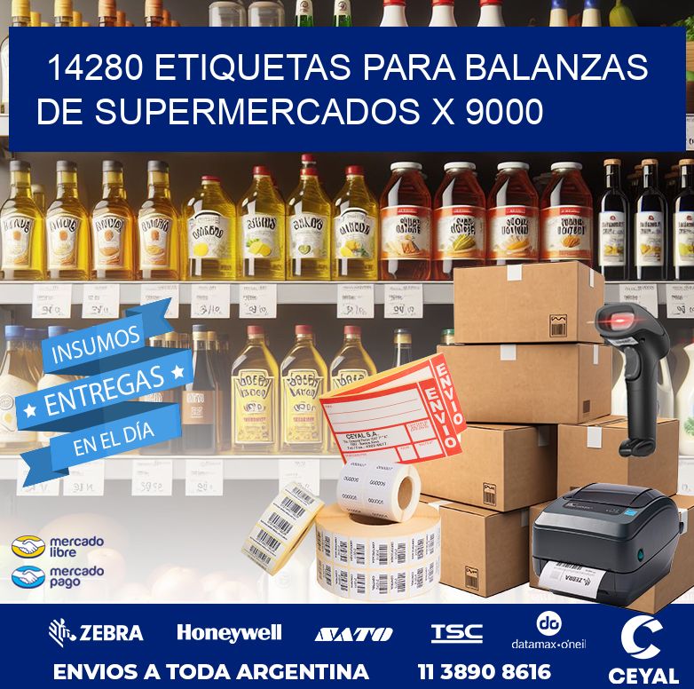 14280 ETIQUETAS PARA BALANZAS DE SUPERMERCADOS X 9000