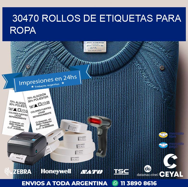 30470 ROLLOS DE ETIQUETAS PARA ROPA