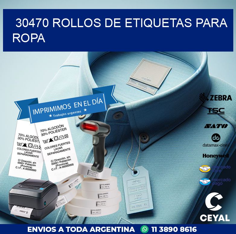 30470 ROLLOS DE ETIQUETAS PARA ROPA