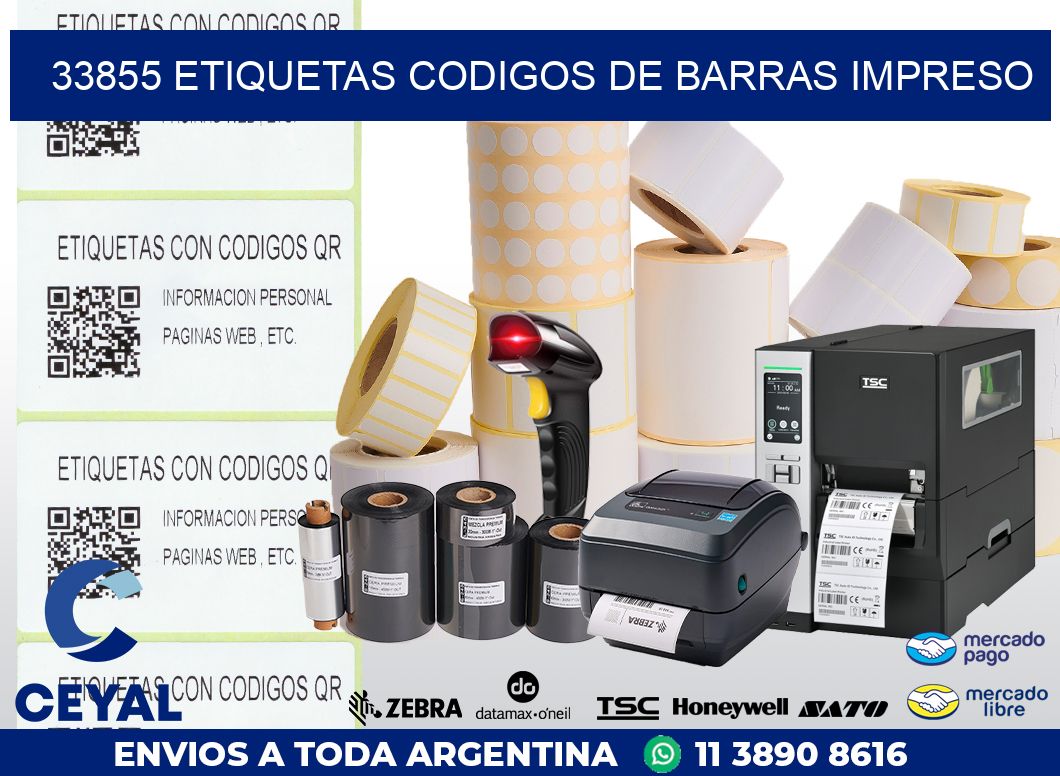 33855 ETIQUETAS CODIGOS DE BARRAS IMPRESO