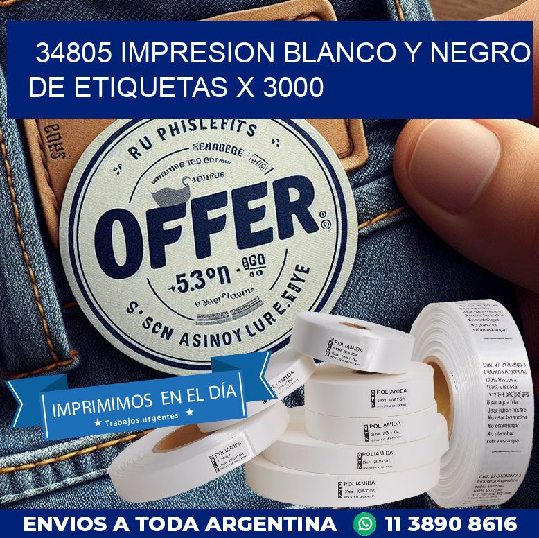 34805 IMPRESION BLANCO Y NEGRO DE ETIQUETAS X 3000