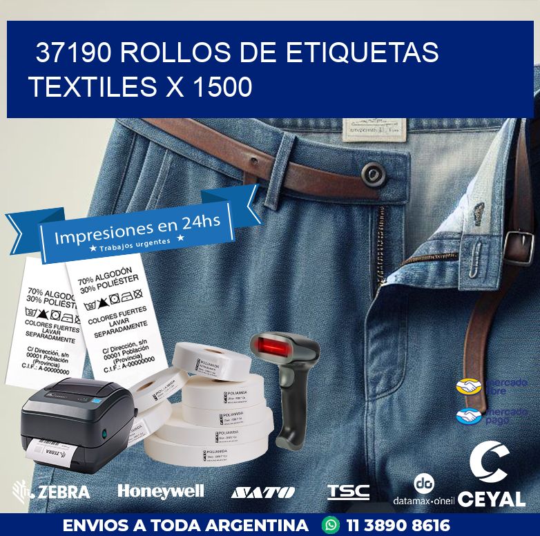 37190 ROLLOS DE ETIQUETAS TEXTILES X 1500