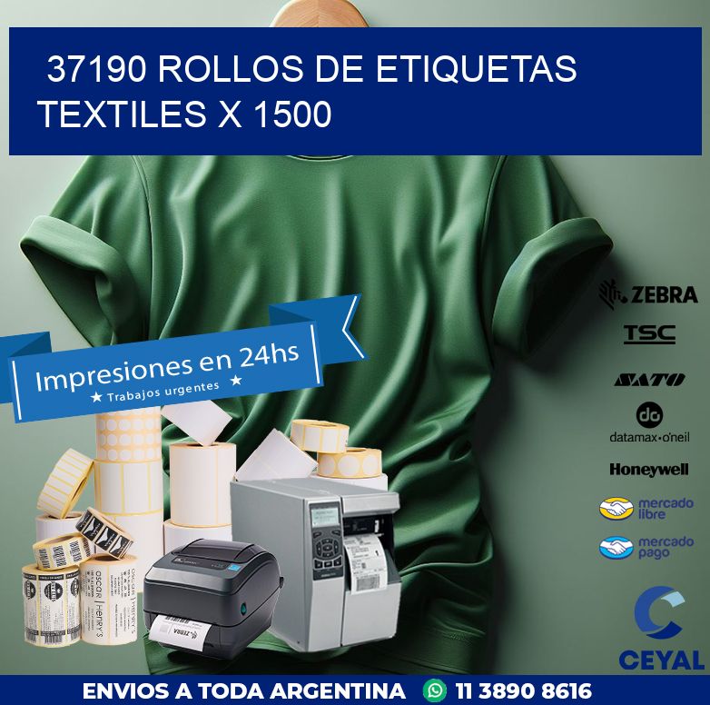37190 ROLLOS DE ETIQUETAS TEXTILES X 1500