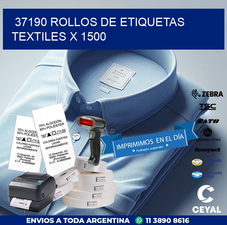 37190 ROLLOS DE ETIQUETAS TEXTILES X 1500