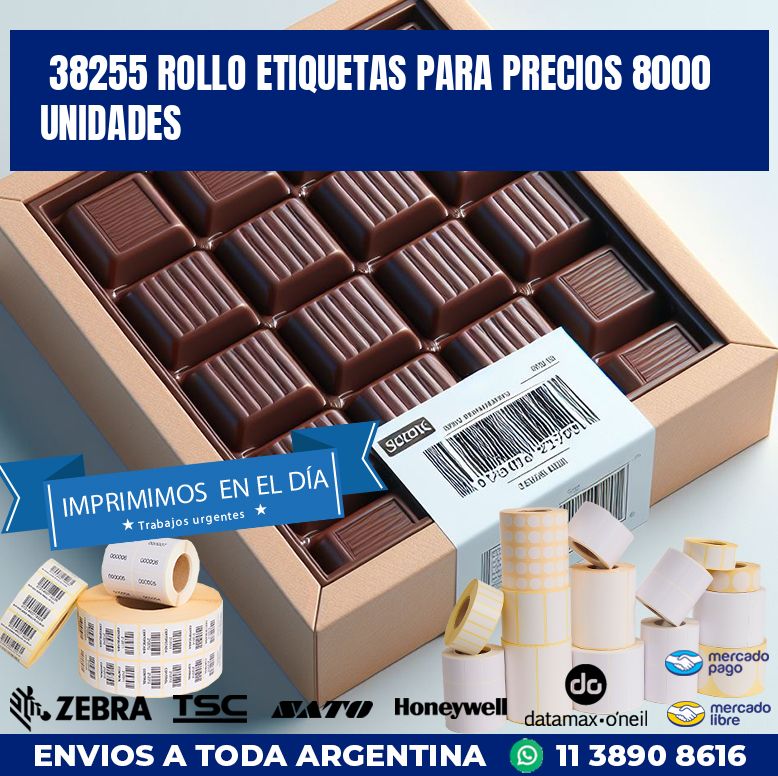 38255 ROLLO ETIQUETAS PARA PRECIOS 8000 UNIDADES