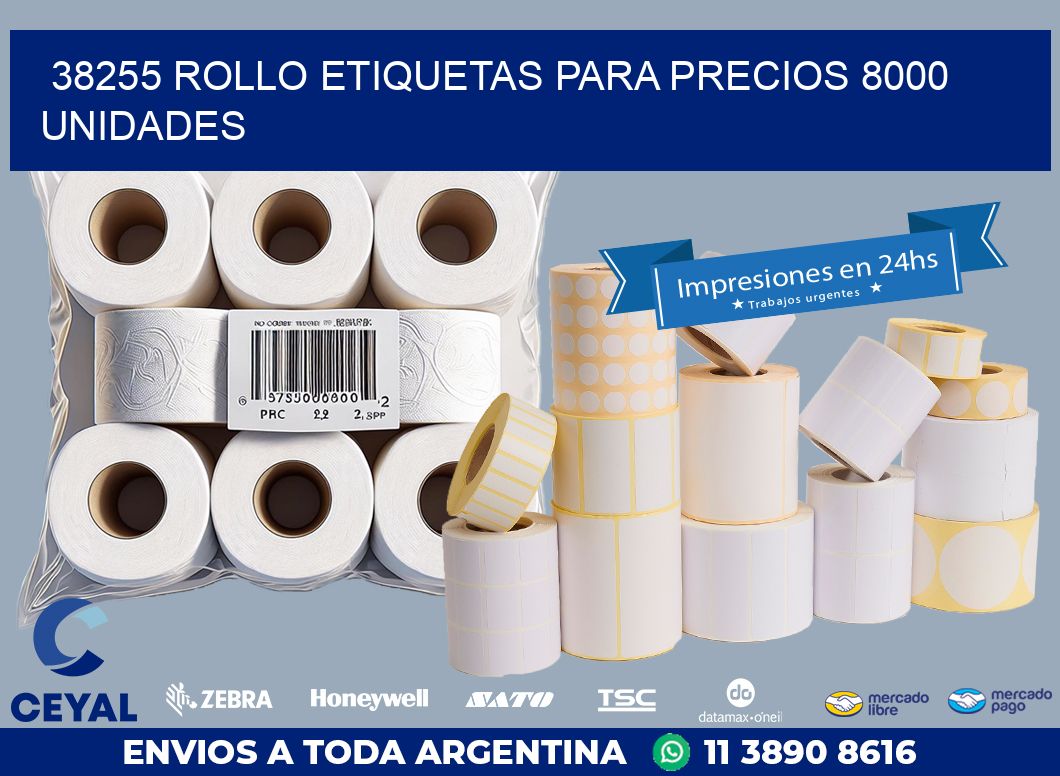 38255 ROLLO ETIQUETAS PARA PRECIOS 8000 UNIDADES