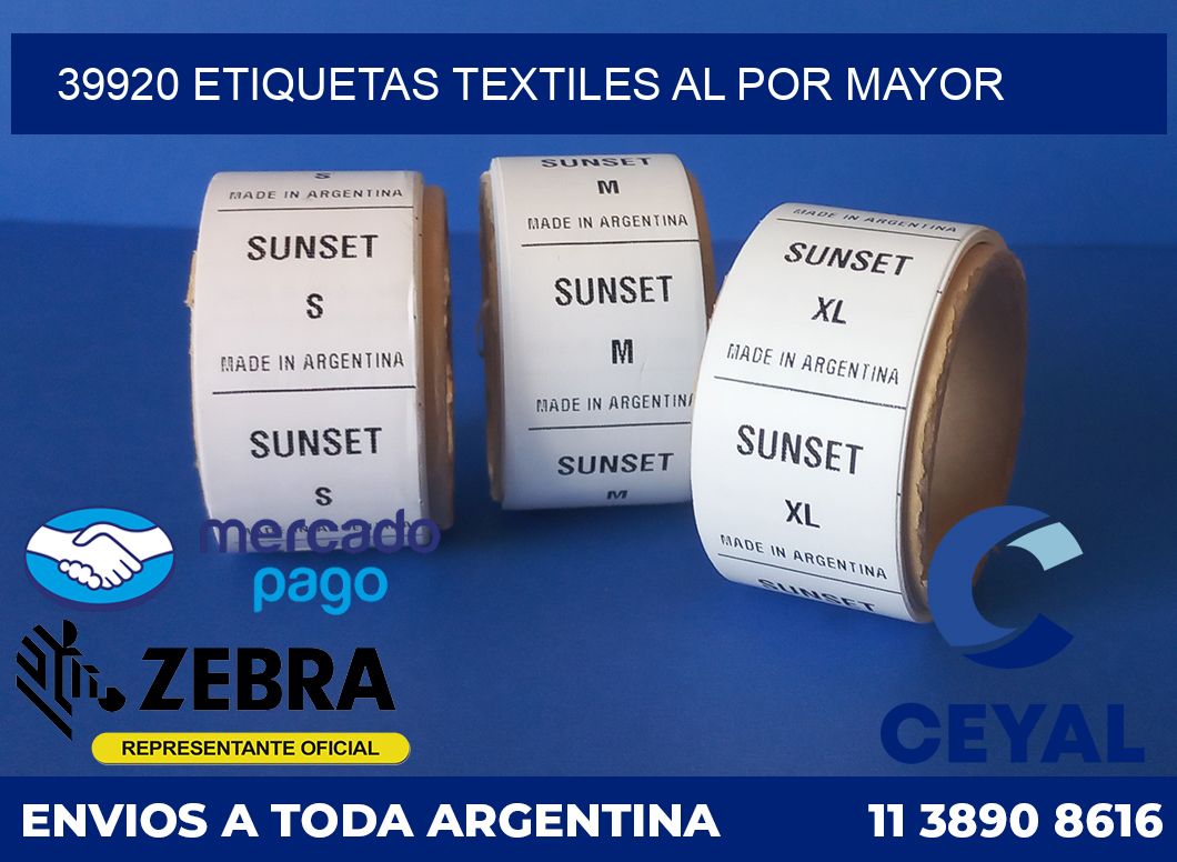 39920 ETIQUETAS TEXTILES AL POR MAYOR