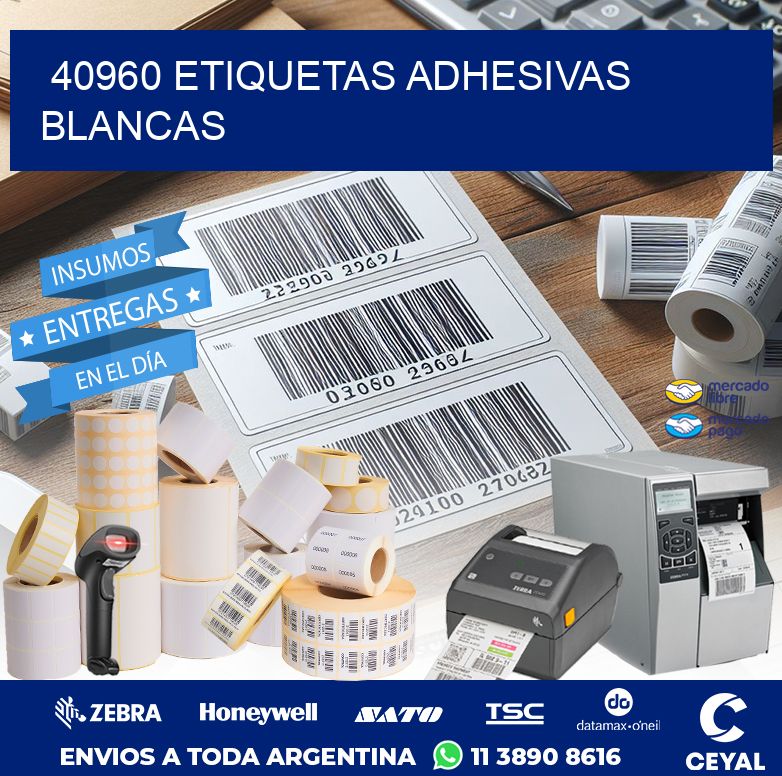 40960 ETIQUETAS ADHESIVAS BLANCAS