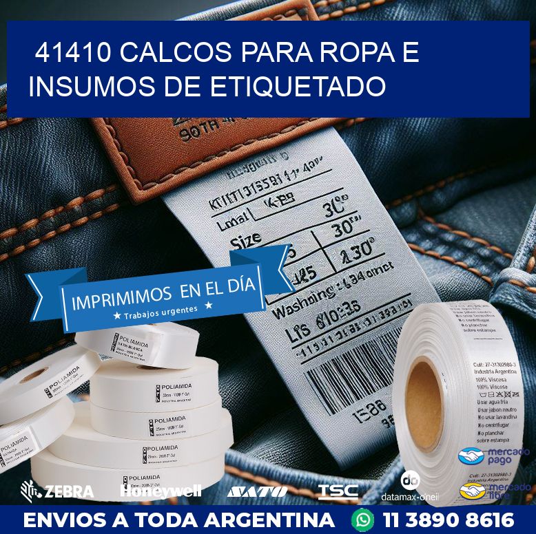41410 CALCOS PARA ROPA E INSUMOS DE ETIQUETADO