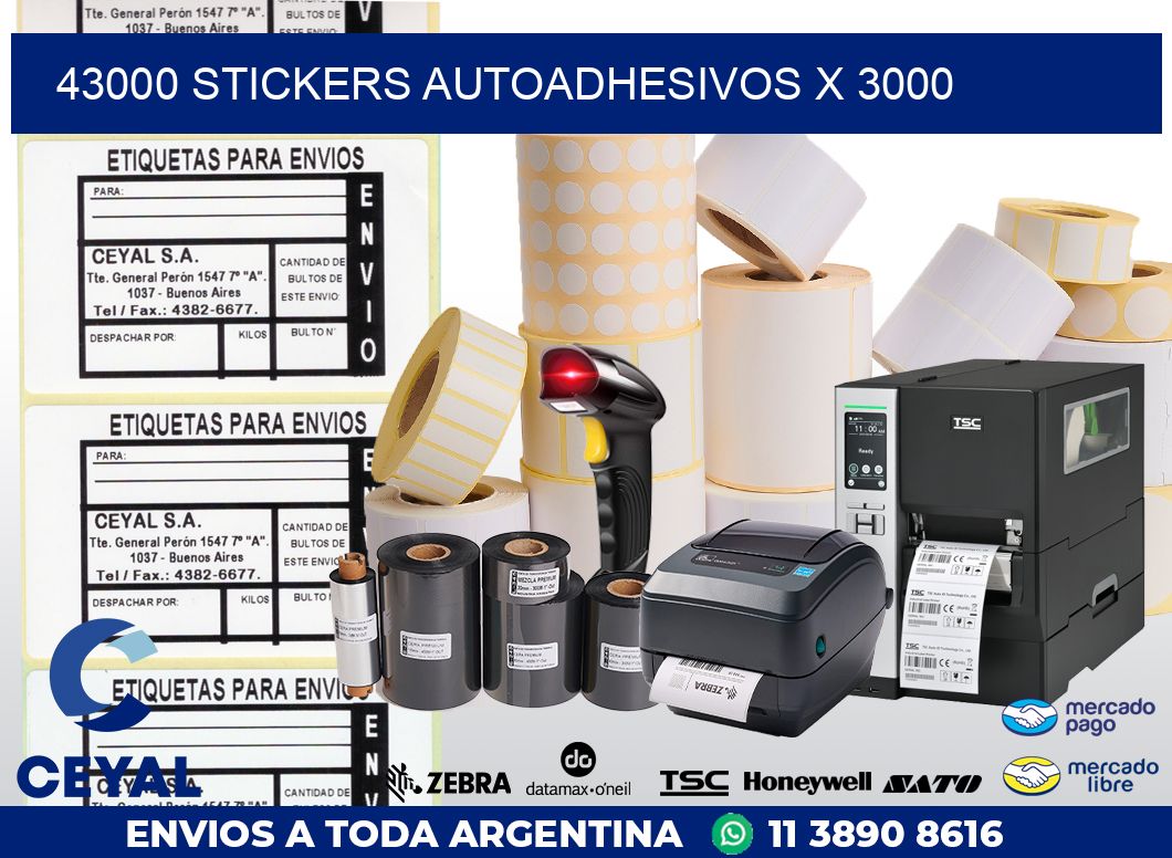 43000 STICKERS AUTOADHESIVOS X 3000