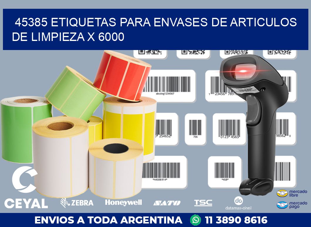 45385 ETIQUETAS PARA ENVASES DE ARTICULOS DE LIMPIEZA X 6000