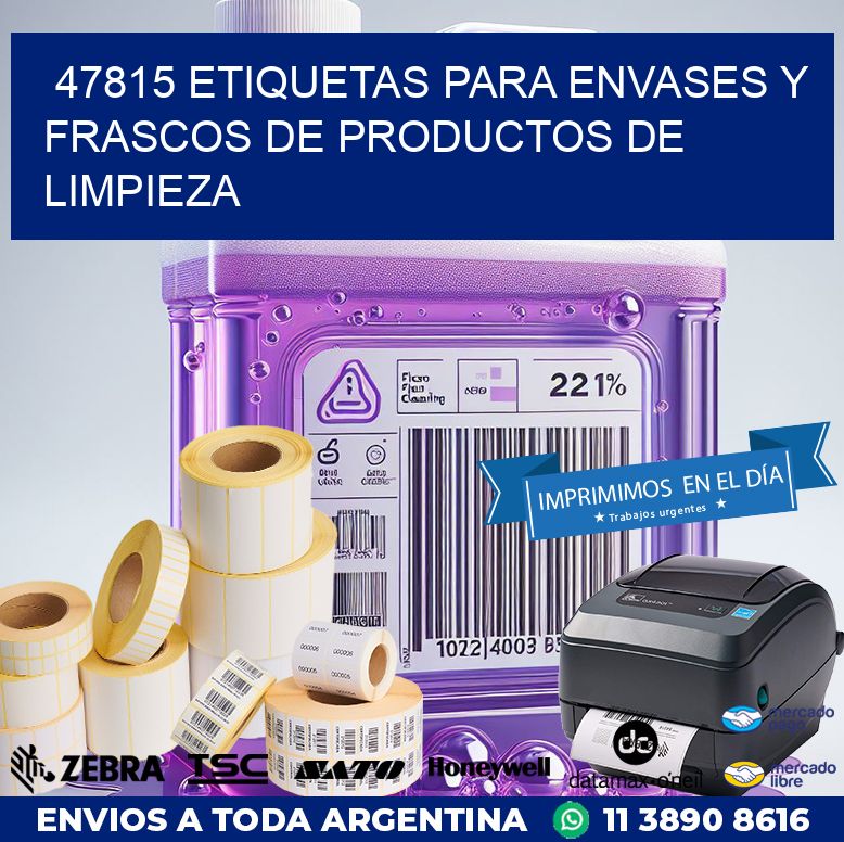 47815 ETIQUETAS PARA ENVASES Y FRASCOS DE PRODUCTOS DE LIMPIEZA