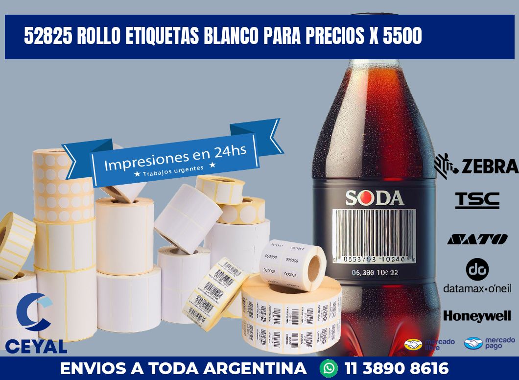 52825 ROLLO ETIQUETAS BLANCO PARA PRECIOS X 5500