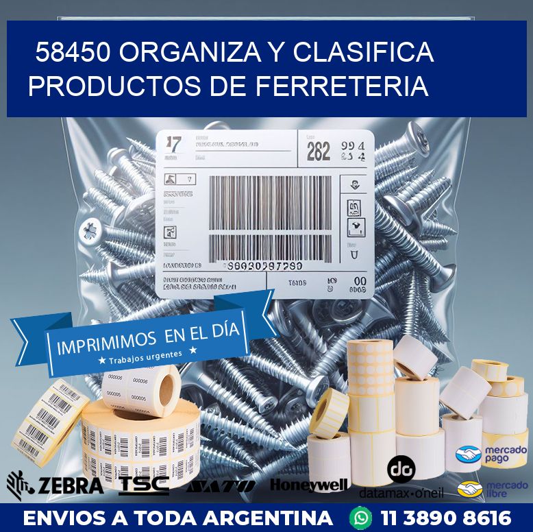 58450 ORGANIZA Y CLASIFICA PRODUCTOS DE FERRETERIA