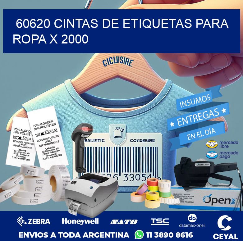 60620 CINTAS DE ETIQUETAS PARA ROPA X 2000