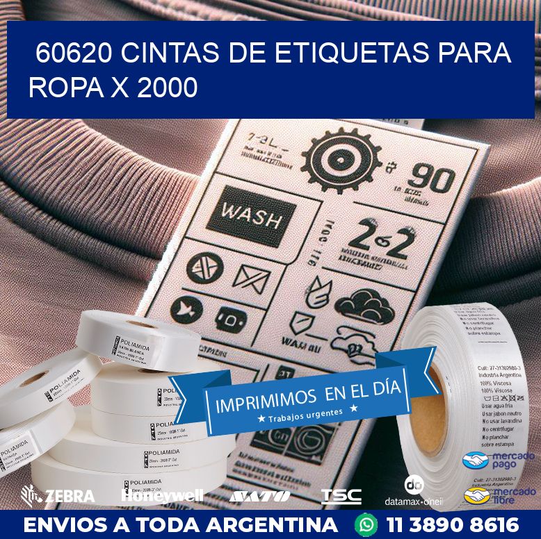 60620 CINTAS DE ETIQUETAS PARA ROPA X 2000