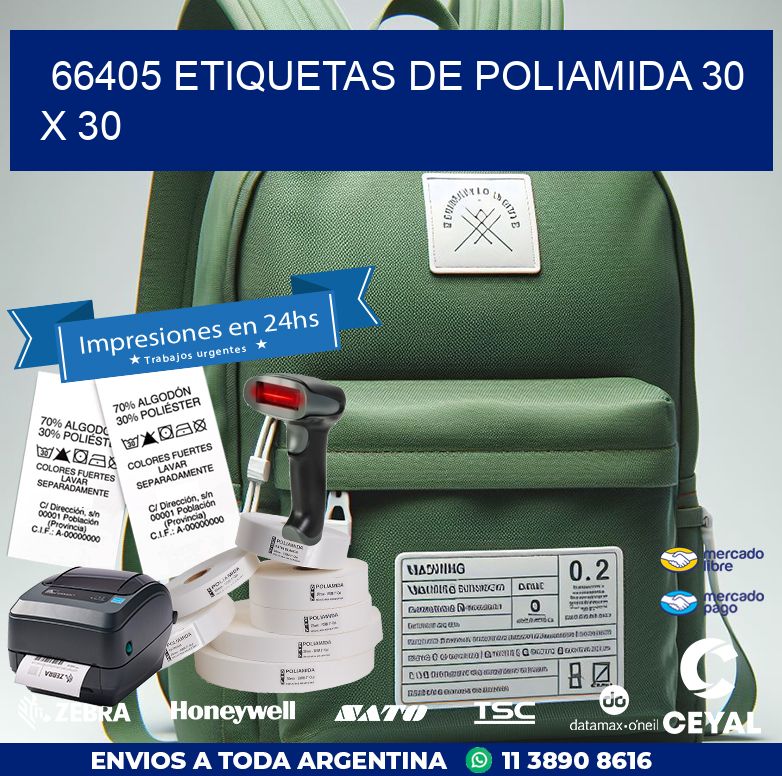 66405 ETIQUETAS DE POLIAMIDA 30 X 30