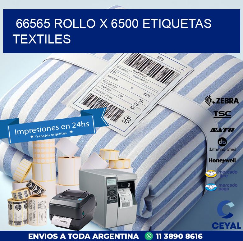 66565 ROLLO X 6500 ETIQUETAS TEXTILES