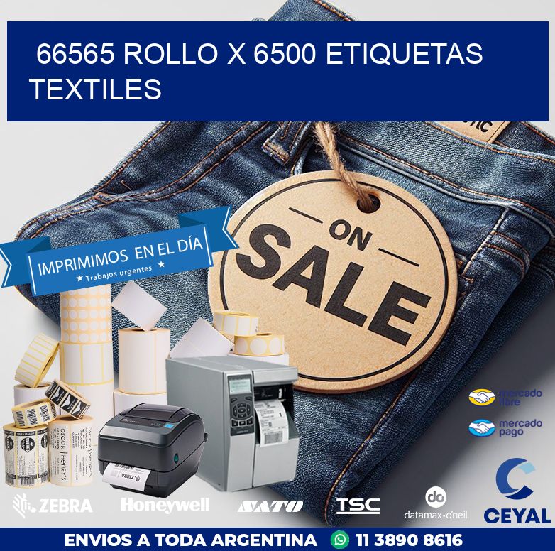 66565 ROLLO X 6500 ETIQUETAS TEXTILES