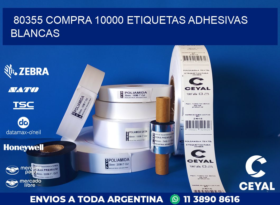 80355 COMPRA 10000 ETIQUETAS ADHESIVAS BLANCAS