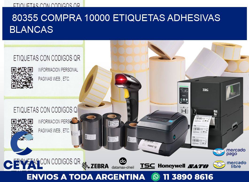 80355 COMPRA 10000 ETIQUETAS ADHESIVAS BLANCAS