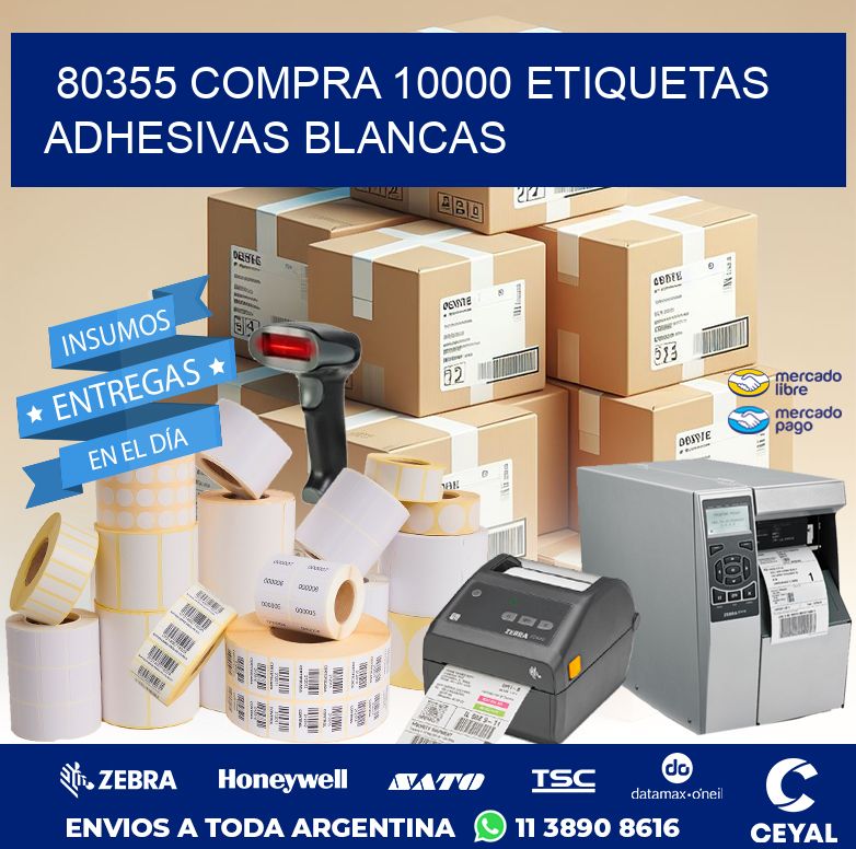 80355 COMPRA 10000 ETIQUETAS ADHESIVAS BLANCAS