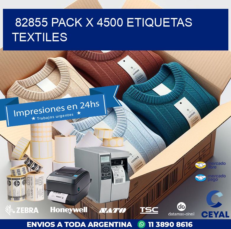 82855 PACK X 4500 ETIQUETAS TEXTILES