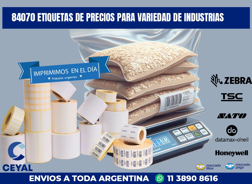 84070 ETIQUETAS DE PRECIOS PARA VARIEDAD DE INDUSTRIAS