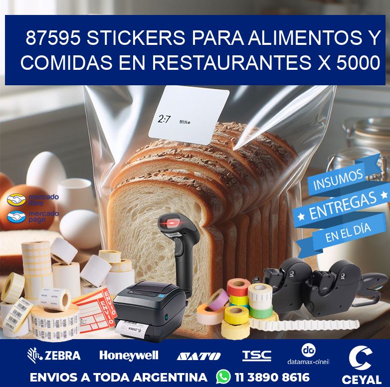 87595 STICKERS PARA ALIMENTOS Y COMIDAS EN RESTAURANTES X 5000