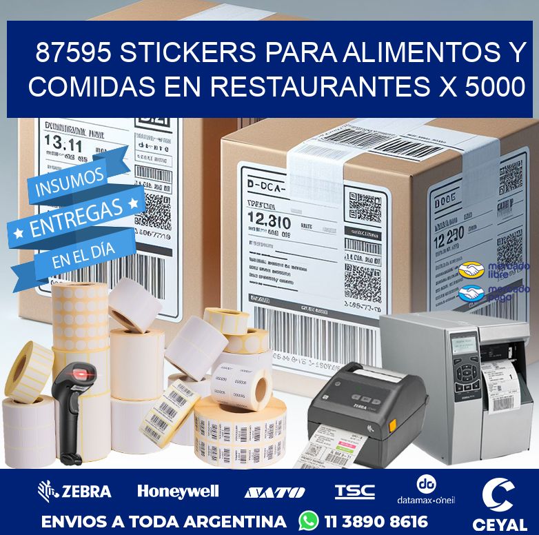 87595 STICKERS PARA ALIMENTOS Y COMIDAS EN RESTAURANTES X 5000