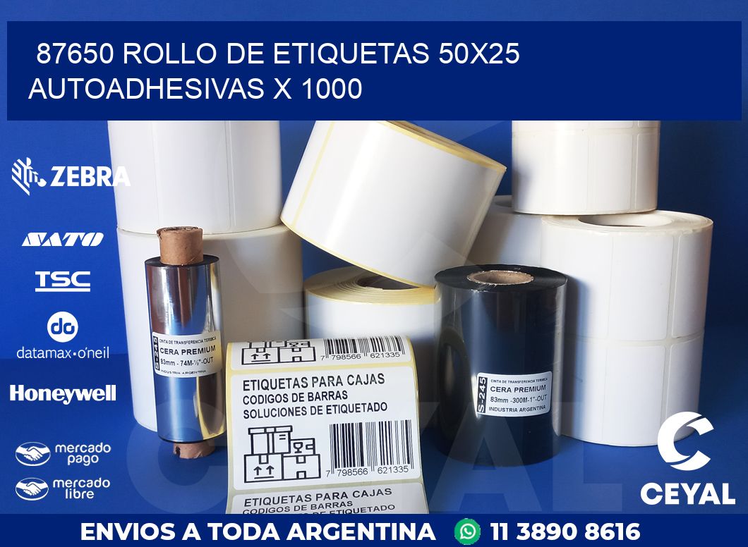 87650 ROLLO DE ETIQUETAS 50X25 AUTOADHESIVAS X 1000