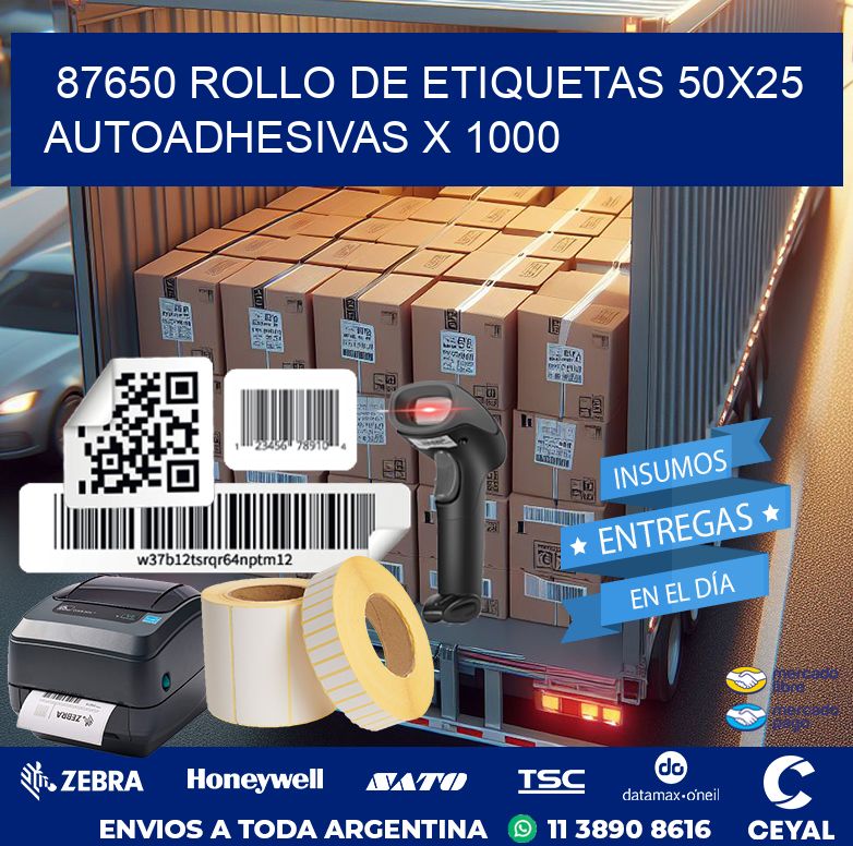 87650 ROLLO DE ETIQUETAS 50X25 AUTOADHESIVAS X 1000