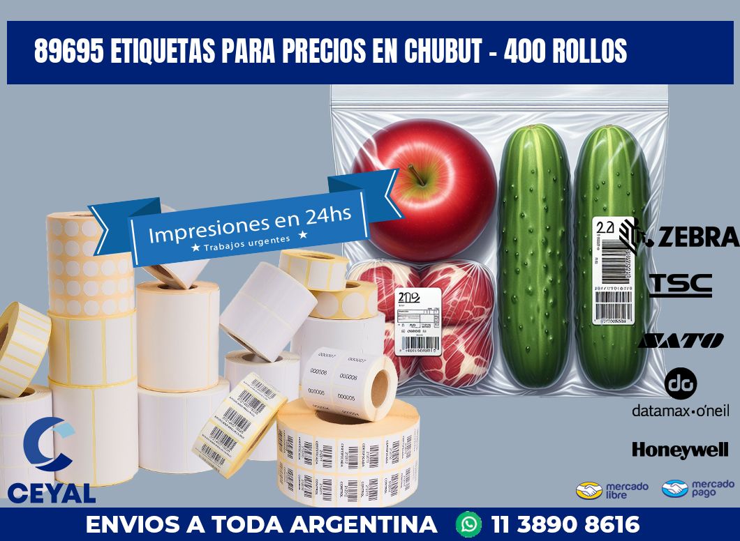 89695 ETIQUETAS PARA PRECIOS EN CHUBUT - 400 ROLLOS